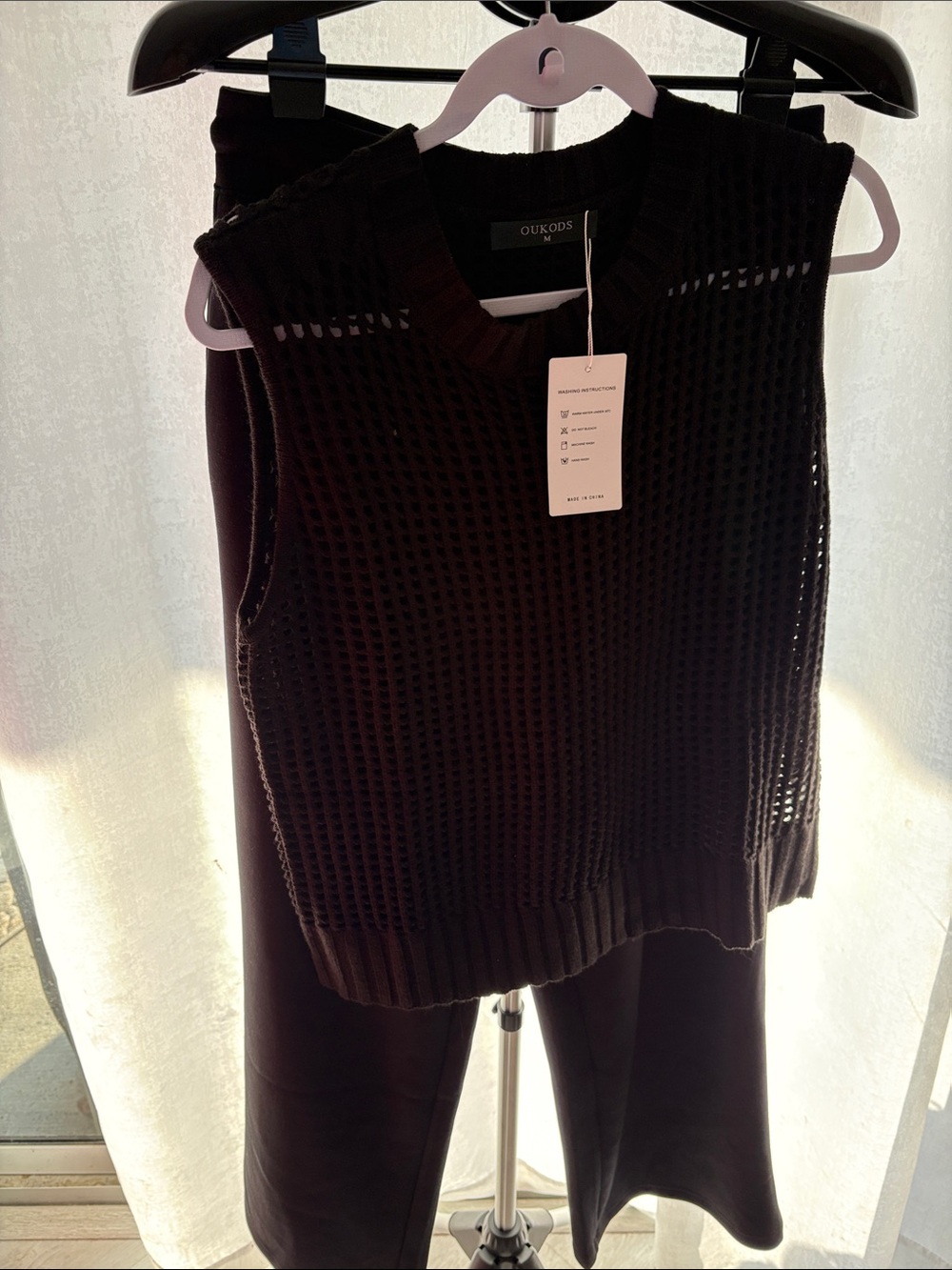 Oukods Black Knit Sleeveless pant set